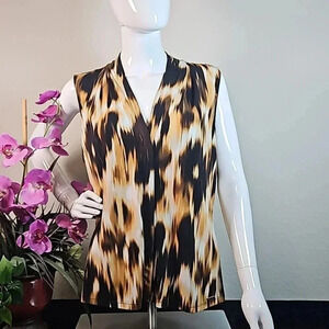 Calvin Klein Sleeveless V-Neck Pleat Front Top Size Medium